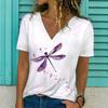 Plus Size 1XL-5XL Women's Summer V-neck Fashion Geometric Print T-shirt Women Casual Short Sleeved T-shirt