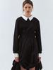 ETDEMAIN Sweatshirt Layered String Shirt Dress - Black