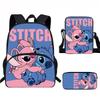 Stitch Kids School Backpack Set Elementary Students Oxford Fabric Ergonomic Design Printed Cartoon 3-Piece Bundle