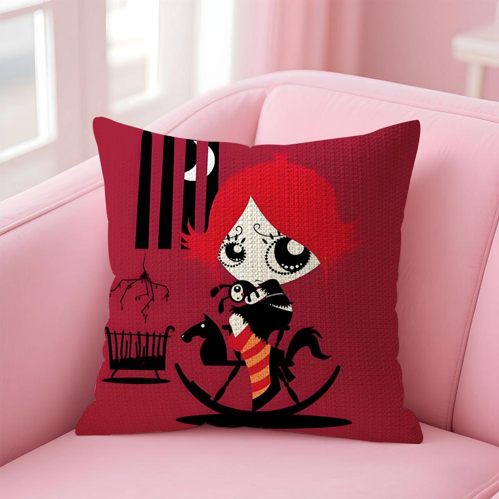 Cartoon RRuby Gloom Cushion Cover Natural Linen Pillow Case DoubleSided Print Decorative Sofa Pillowcase Home Decor Gift