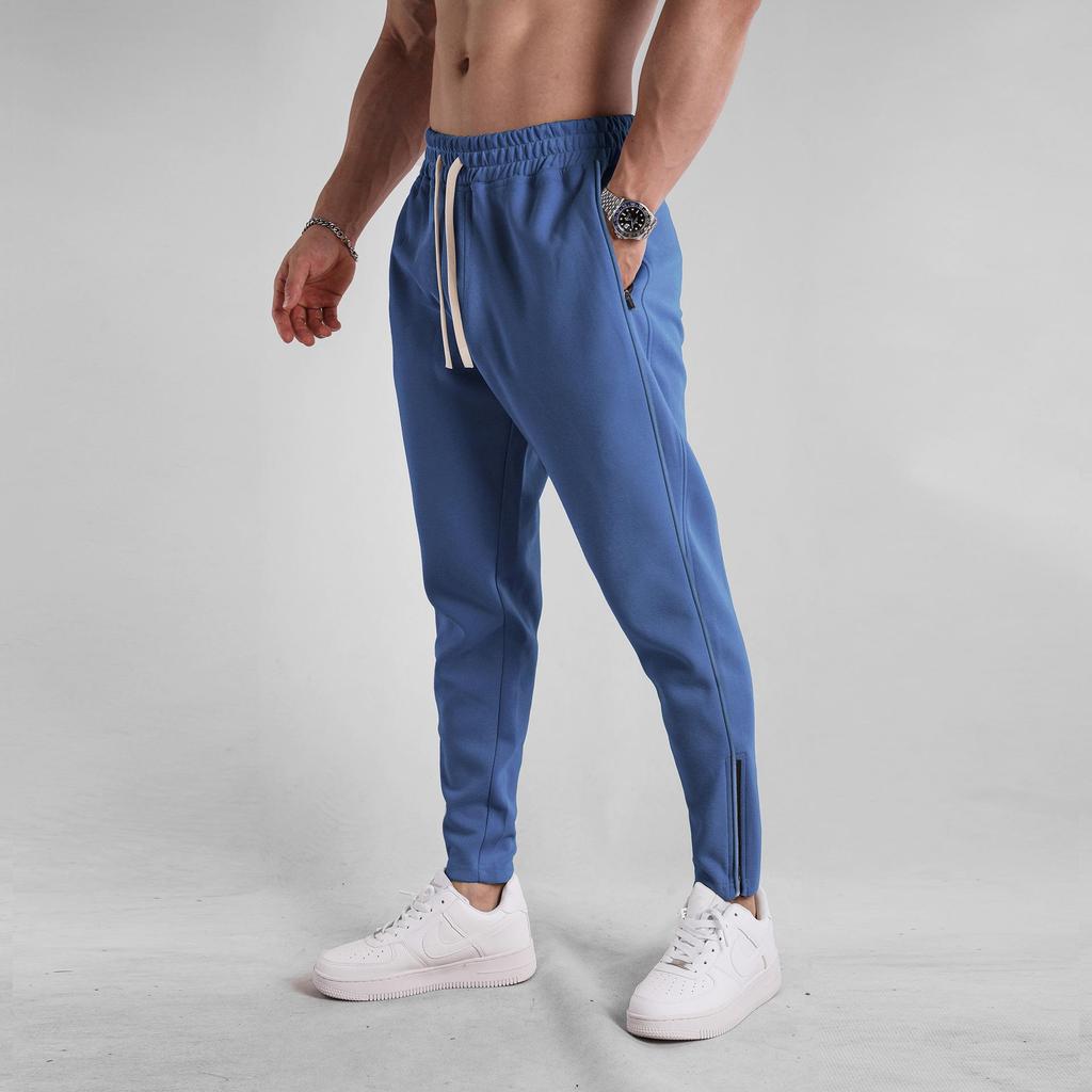 Men's Slim Fit Zippered Cotton Sweatpants for Spring & Autumn – Casual Outdoor Sportswear