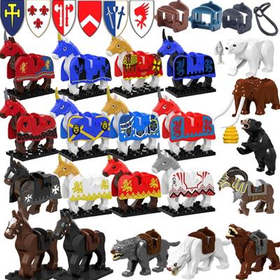 3-8CM Building Toy Medieval Military Architecture Building Blocks Charact Knight Warhorse Shield Horse Rope Saddle Creative Accessories Gift Toy