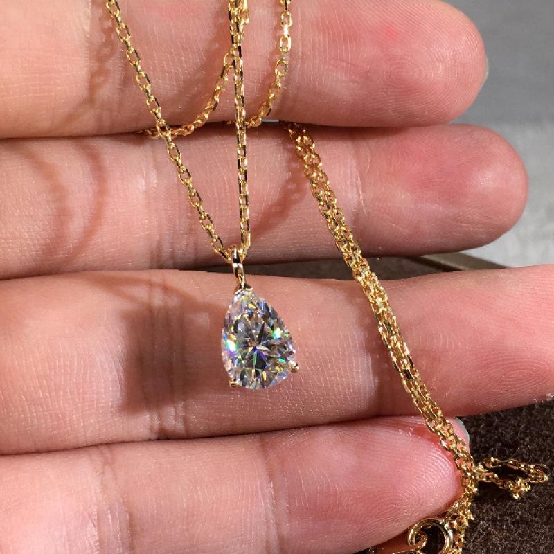 European and American wish simple water drop pear-shaped zircon pendant collarbone chain necklace retro simple jewelry розового золота