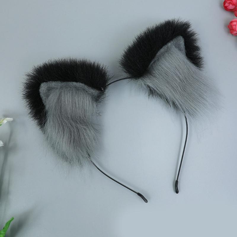 Plush Cats Ears Headbands Anime Costume Headwear Lovely Animal Ear Hair Hoop for Parties Weddings Cosplay