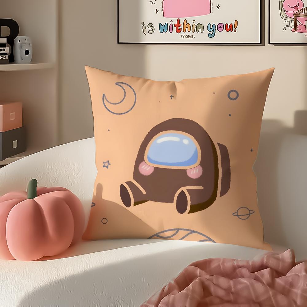 Fun Deduction Party Board Game AAmong Us Cushion Cover Pillowcase Short Plush Invisible Zipper Room Sofa Cushion Cover