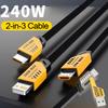 240W 2 In 3 USB PD Fast Charging Cable Type C Micro IOS Multi Charger Cable for iPhone Huawei Samsung Nylon Braided Cord