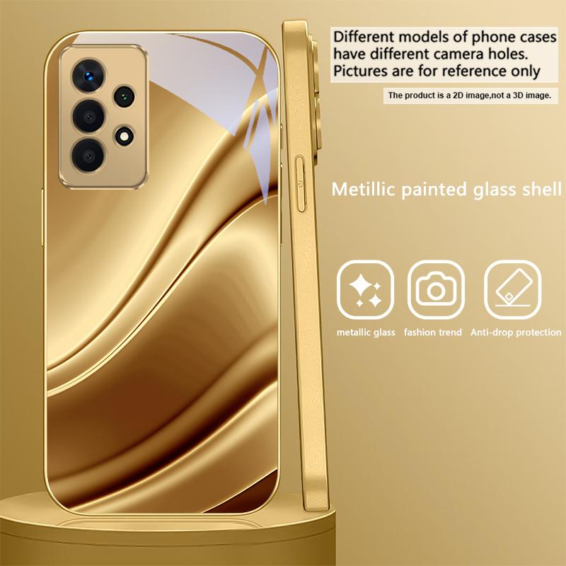 Golden horse sculpture For Samsung A 01 52S A04 A05S A10 A12 A13 22 23 24 36 42 M02 Note 10 20Ultra 8 9 Golden glass phone case