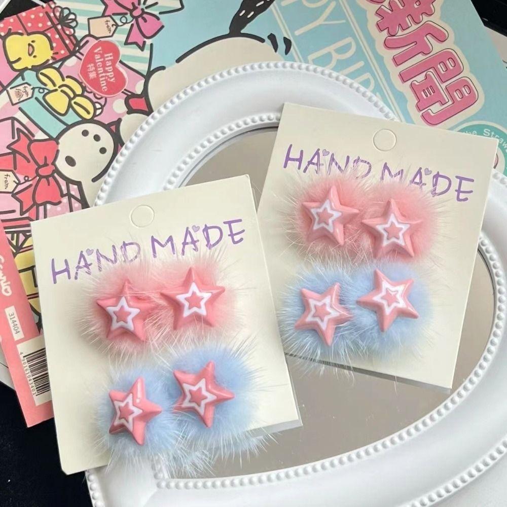 Ornament Plyšová Hvězda Spona do vlasů Minimalistický styl Sladké nadýchané Barrettes Plyšové BB Sponky do vlasů Party