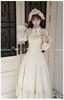 MODKOKU Gothic Lolita Neat and Ribbon Waist Ruffled Long Girly Halloween Long Size XL Cape-Style Dress, Women's, Style, Clean, Lace, Lace-Up Dress,