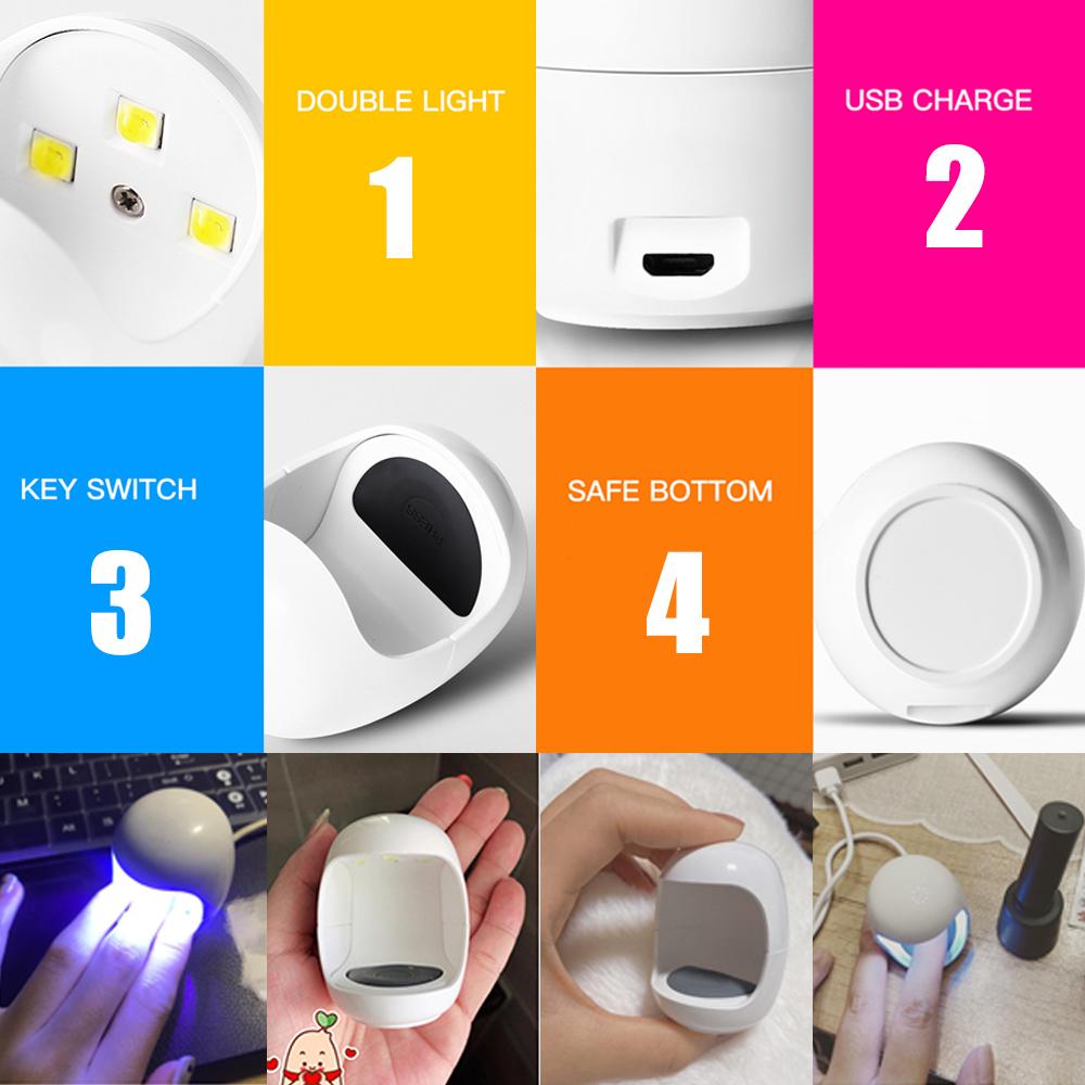 Gel-Nagel-Trocknungslampe LED-Maniküre-UV-Ausrüstung Trockner Kabine Professioneller Sonnen-Mini-Produkte Herd 3W Team Light Polish Tools Nai