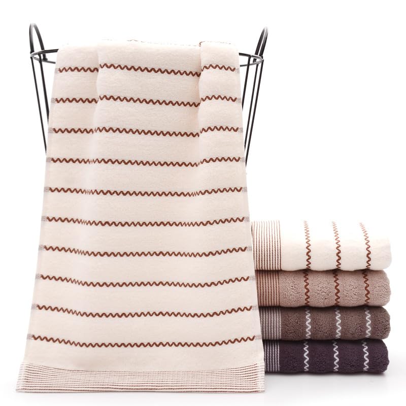 Face Towel Set with Wavy Pattern, 100% Cotton. Gentle On Skin, Fluffy, Soft, Absorbent, Fade-resistant, Low Lint Shedding, Durable, Breathable.