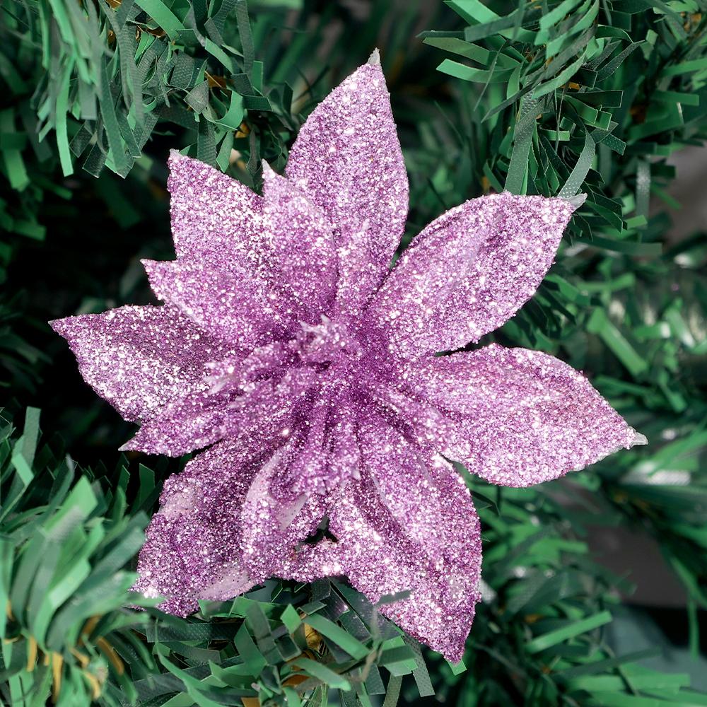 50/5PCS Christmas Artificial Flowers Xmas Tree Wreath Ornaments Glitter Fake Flower Wedding New Year Party Decoration Gifts