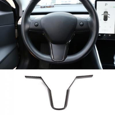 Steering Wheel Mouldings For Tesla Model 3 Y Carbon Cover Trims Accessorie 17-21
