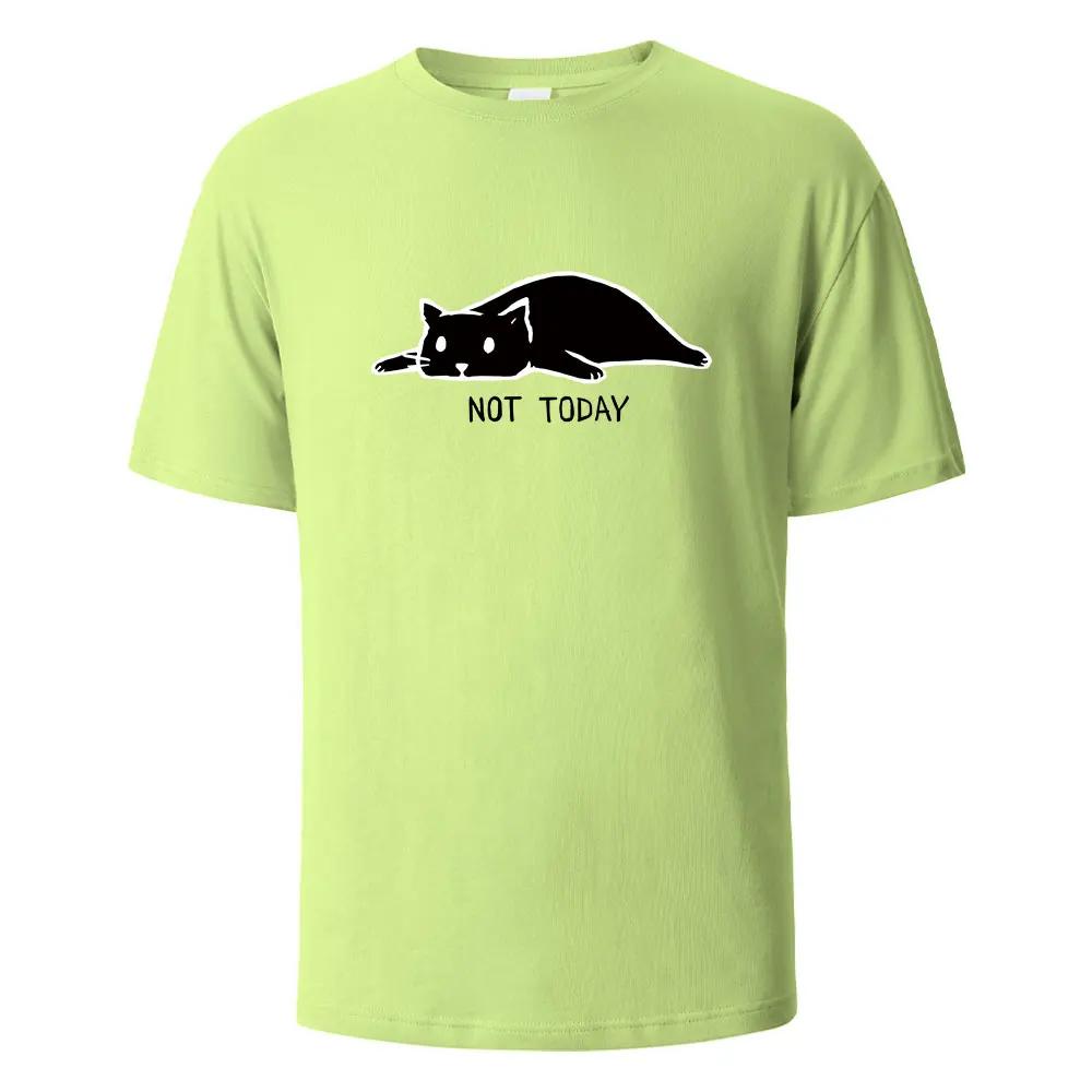 cotton Not Today Funny Printed T-shirts For Men 100% Cotton Summer Breathable Comfortable Tops Short-Sleeved O-neck Basic Men Clothing