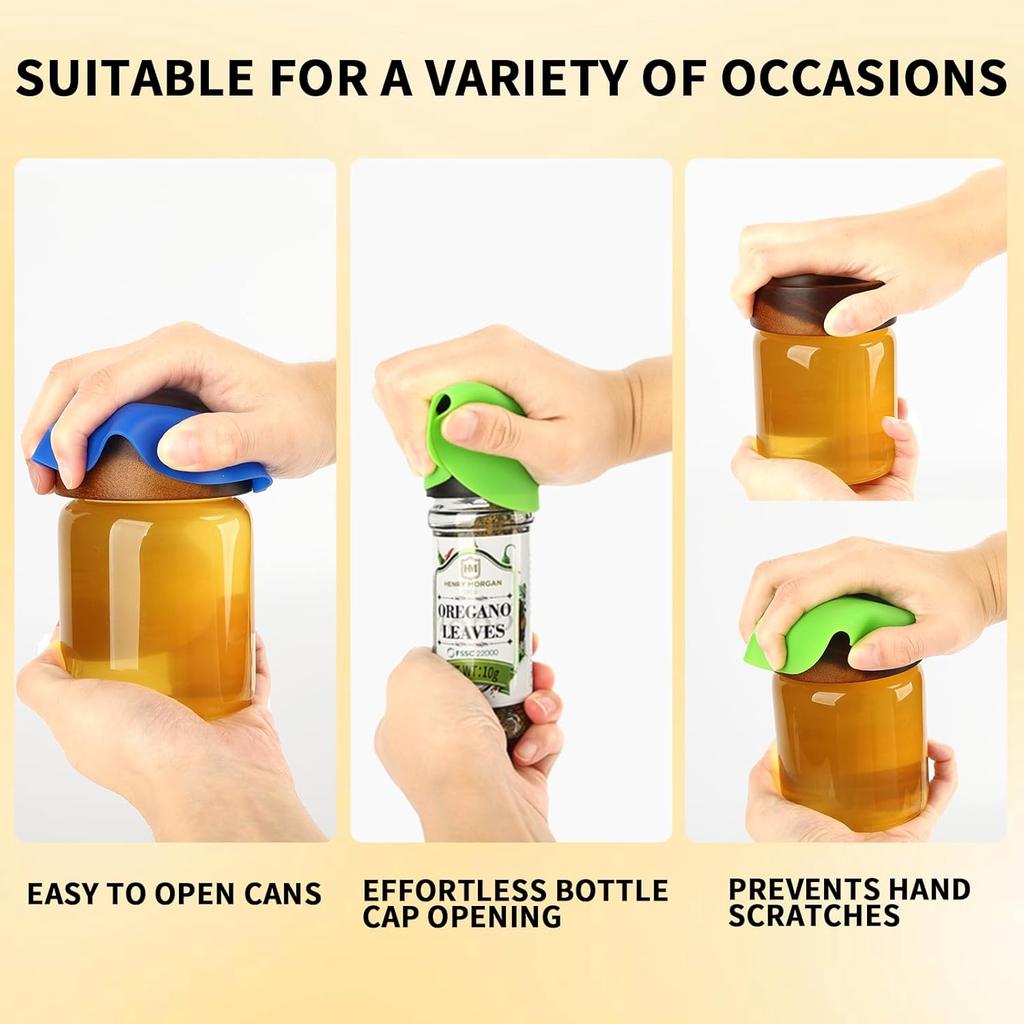 4-Pack Silicone Jar Opener Gripper Pads, 5 Inch Round Non-Slip Bottle Lid Opener for Easy Opening, Heat-Resistant Cup Coasters, Food-Grade Silicone,