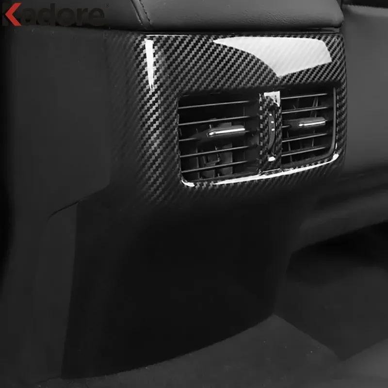 Car Armrest Box Rear Air Condition Vent Outlet Cover Trim For Mazda 3 Axela BP -2024 2025 Carbon Fiber Interior Accessories