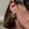 Salircon Temperament Retro Stainless Steel Inlaid Zircon Stud Earring for Women Vintage 18K Gold Plated Piercing Earring Jewelry