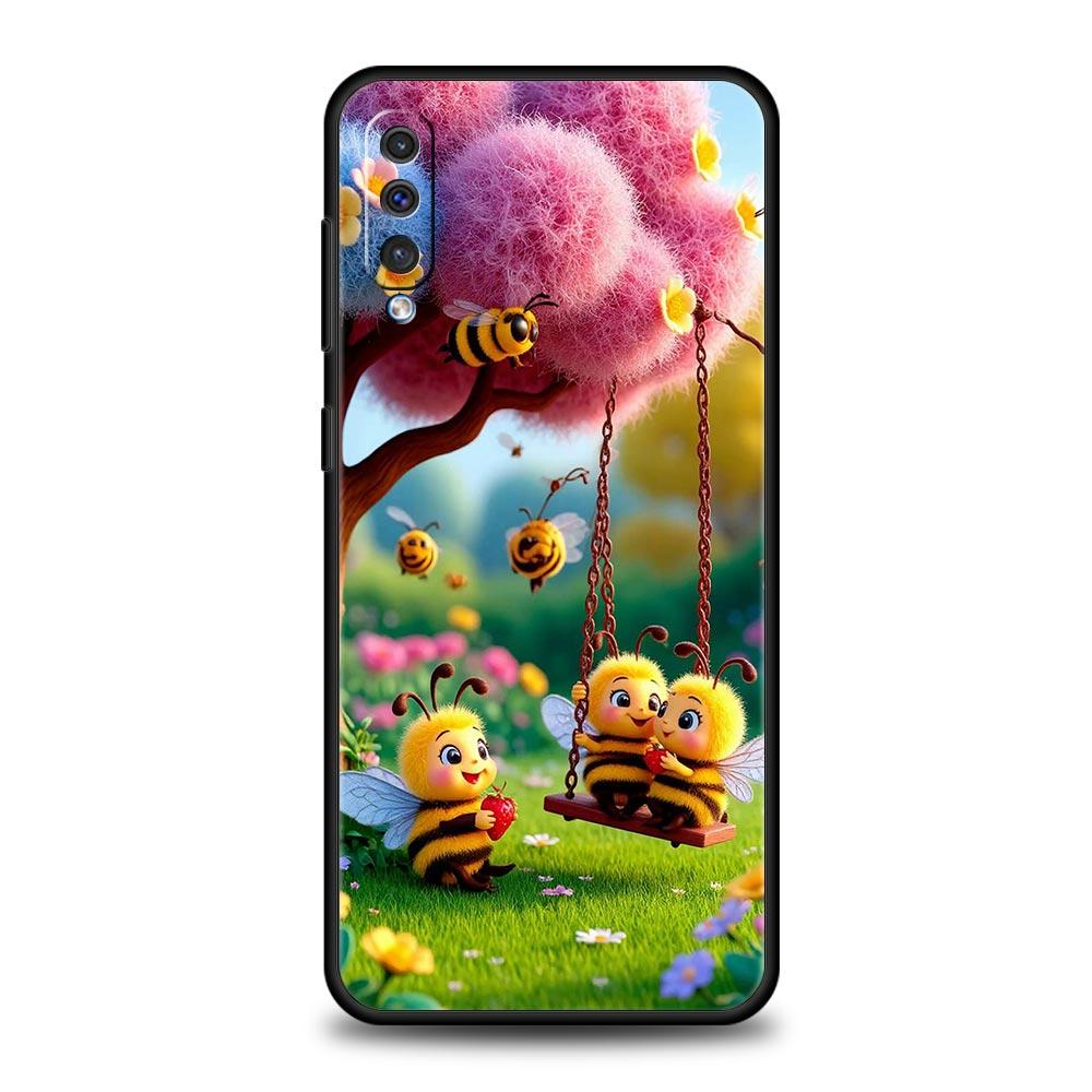 Honeybee Flower Pattern Phone Case for Samsung Galaxy A56 A36 A26 A16 A34 A24 A42 A22 A20 A12 A40 A30 A10 Soft TPU Cover Shell