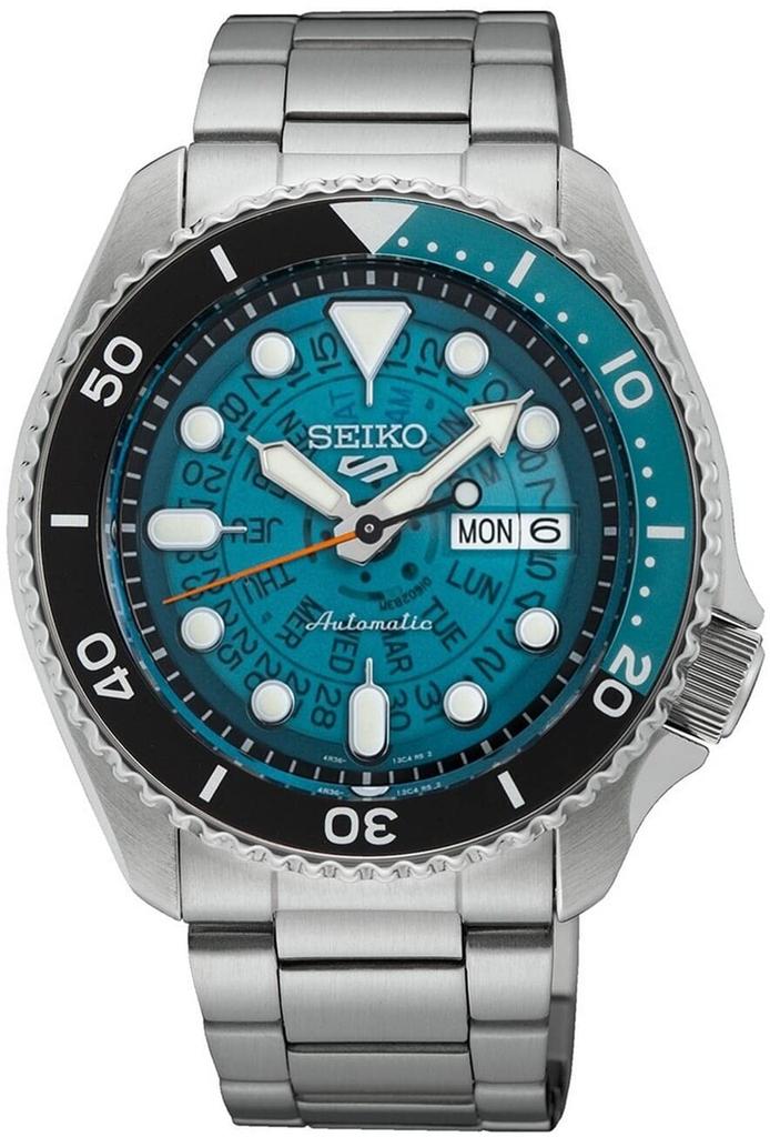 Seiko 5 Sports SKX Blue Dial 'Skeleton Style' SRPJ45K1, Bracelet, Edelstahl, 13.4, SRPJ45K1.
