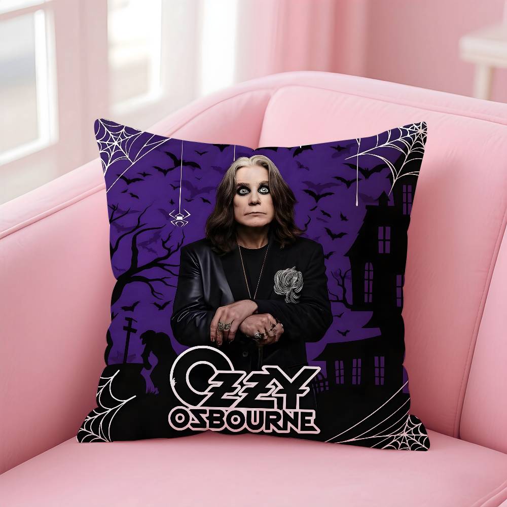 O-Ozzy Osbourne Band Lead Singer Pillow Case Pattern Printed Pillowcase for Living Room Sofa Cushion Cover & Bedroom Decor
