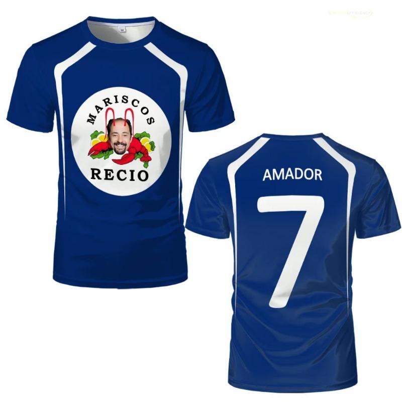 Humor Mořské plody Krevety Amador č. 7 Fotbalový dres Letní Dámské Pánské Sportovní Prodyšné Mariscos Recio Tričko Horní díly Ležérní Pánské tričko