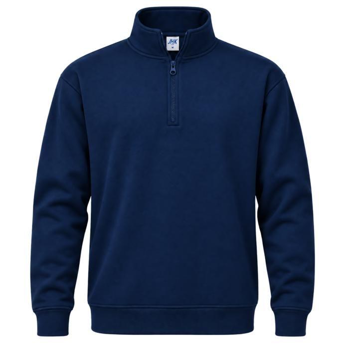 Sweat Homme Col Montant Demi-Zip – Molleton 290 g/m² - Bleu