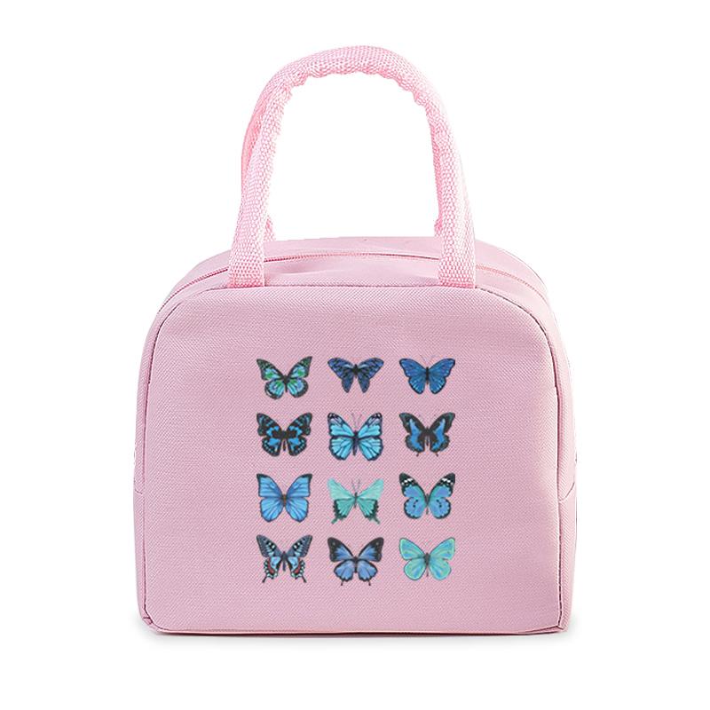 Vintage Butterfly Lunch Bag Student Office Women Men Bento Pouch Aesthetics Butterfly Insulation Portable Picnic Food Lunch Bags