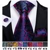 Designer Blue Ties for Men 10 Styles Necktie Pocket Square Cufflinks Set Wedding Dating Party