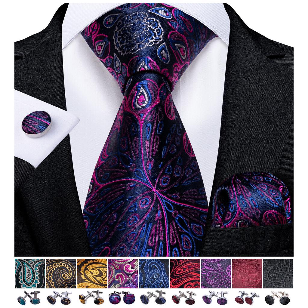 Designer Blue Ties for Men 10 Styles Necktie Pocket Square Cufflinks Set Wedding Dating Party