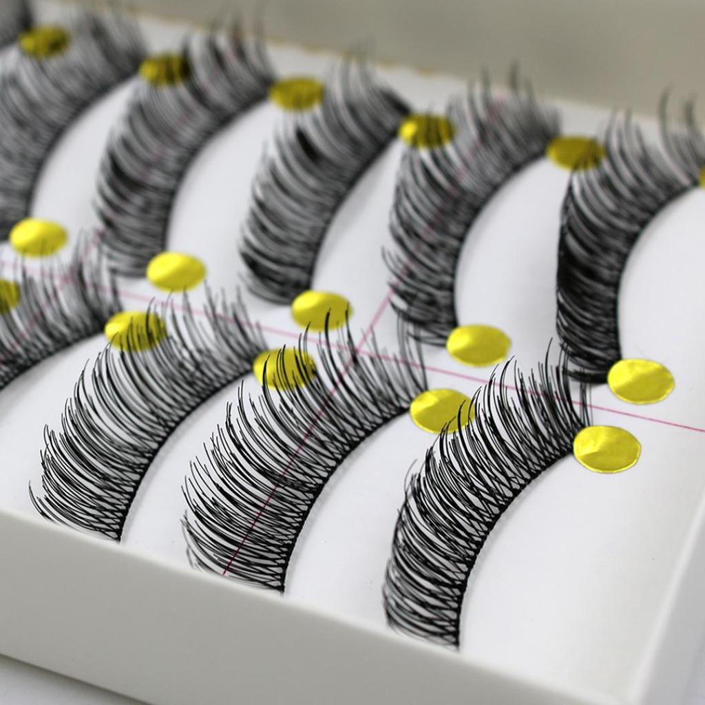 10 Par Handgjorda Långa Tjocka Korsande Lösögonfransar Smink Ögonfransar Förlängning