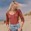 US Accessible Luxury Marine L @ Yer Expensive Modal Rib Wash Elastic Spoon Collar Long Sleeves Tops