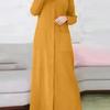 Solid Color Loose Fit Long Sleeve Round Neck Dress