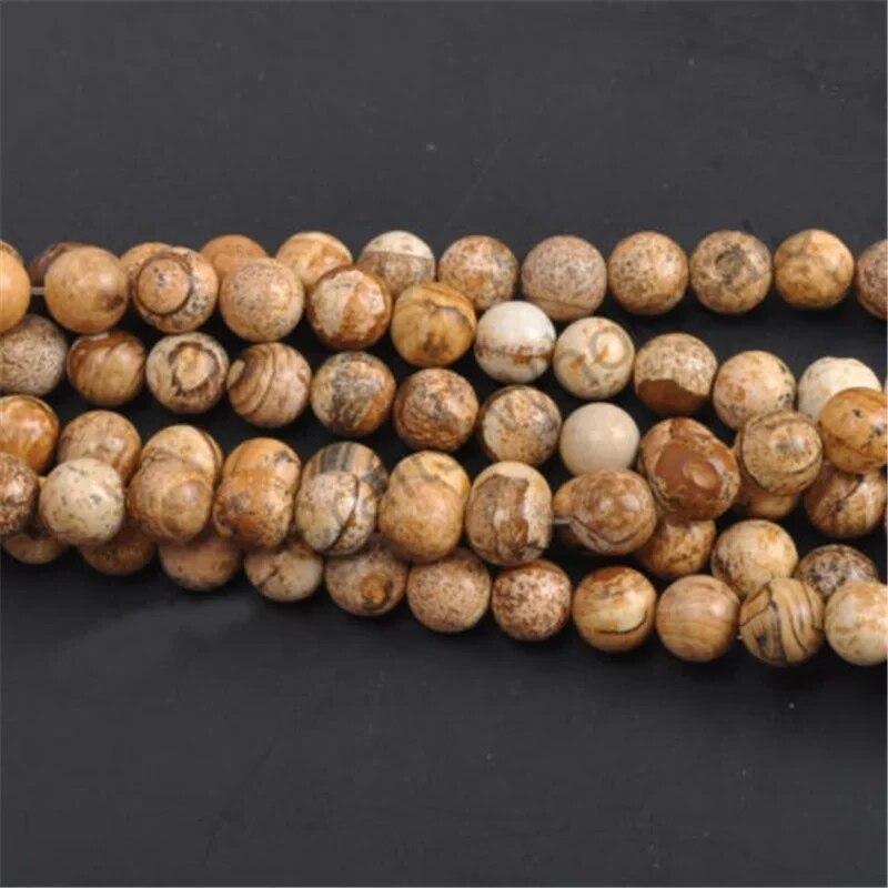 Picture Stone Bead Round Spacer Loose Beads for DIY Handmade Jewelry Making Accessories