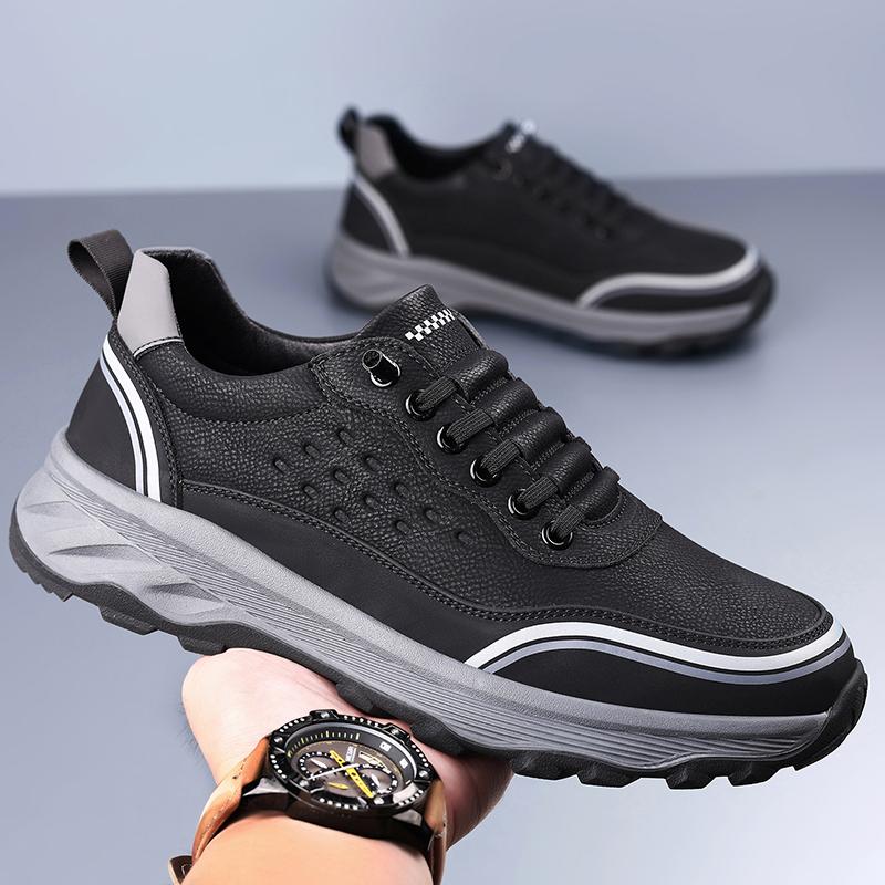 New Men'S Lightweight And Comfortable Hiking Shoes With Anti Slip And Wear-Resistant Rubber Soles Low Cut Lace Up Casual Shoes