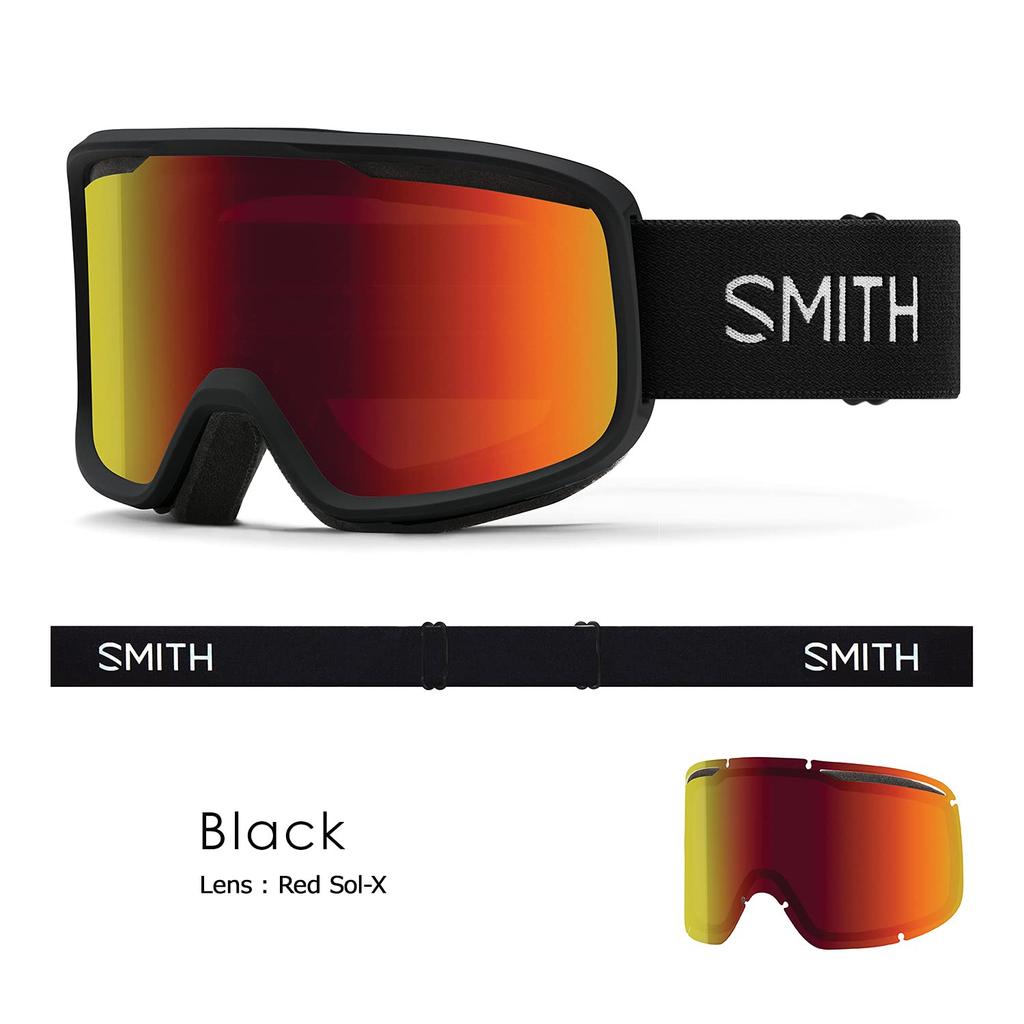 SMITH Frontier Black Goggles with Red Solex Mirror