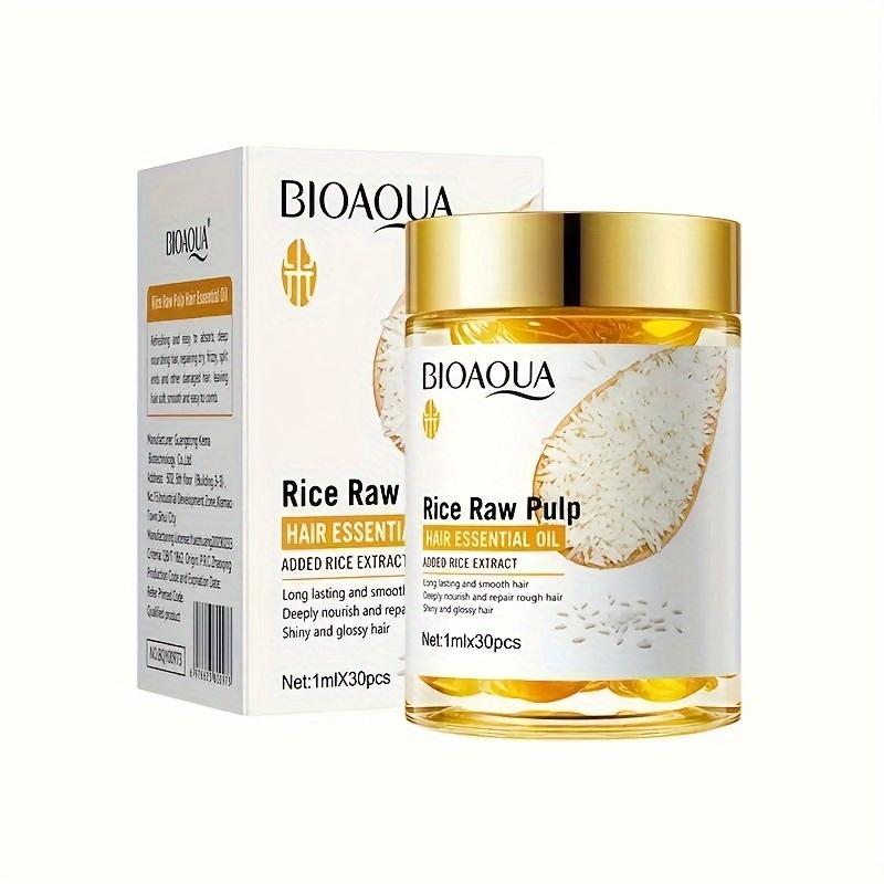 Rice Raw Pulp Hair Treatment Oil Capsules, Hair Care with Moisturizing Glycerin,Normal Hair Type Nourishment, Soft Smooth Shiny Nourish Hair Root Care