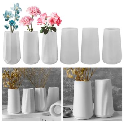 3 Pcs Striped Vase Sturdy Silicone Molds for Flower Pots and Makeup Brush Holder Craft Supplies Home Decoration