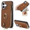 For iPhone 16 Plus Case Zipper Pocket Kickstand Leather Phone Back Cover