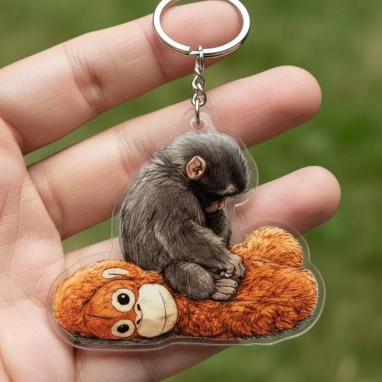 Keychain Pendant 3D Monkey Hug Charm Key Chain Backpack Purse Car Keys Mini Accessories Decorative Bag Strap Charm