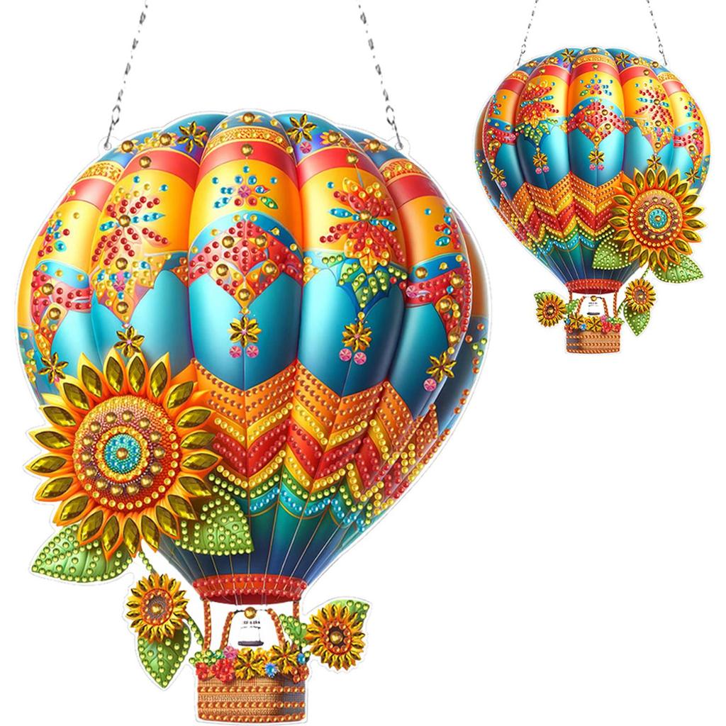 Hot Air Balloon 2D Flat DIY Special Shape Hanging Diamond Art Kits Diamond Painting Set Diamond Art Pendant Wall Door Decoration