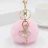 Key Ring Dancing Women Fluff Keychains Fur Ball Keyring Fake Fur Key Chain Ballet Angel Girl keychain Little Angel Car keychain
