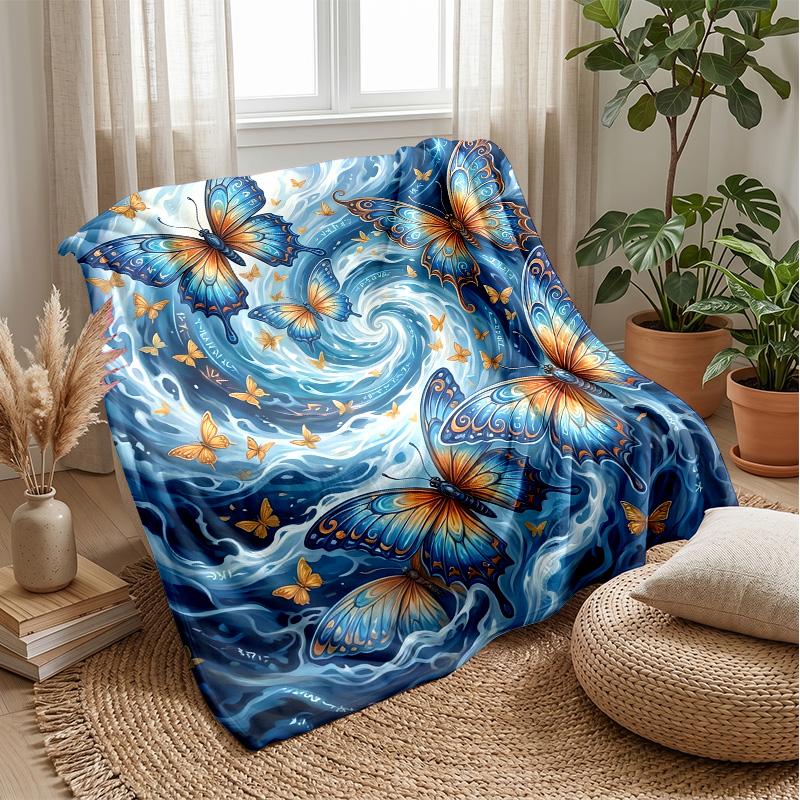 Butterflies in Heart Light blanket Personalized Name Flannel Blanket Soft Cozy Plush Throw for Sofa Bed Lightweight Home Decor