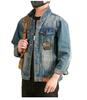 Xintang Men's Distressed Denim Jacket - Loose Fit Long Sleeve Outerwear 2025