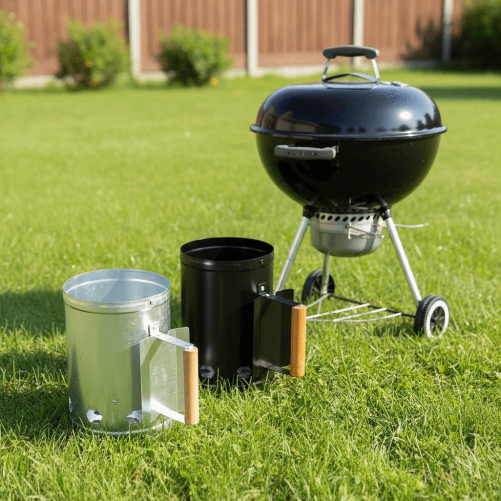 With Handle BBQ Carbon Barrel Stainless Steel Charcoal Bucket Grilling