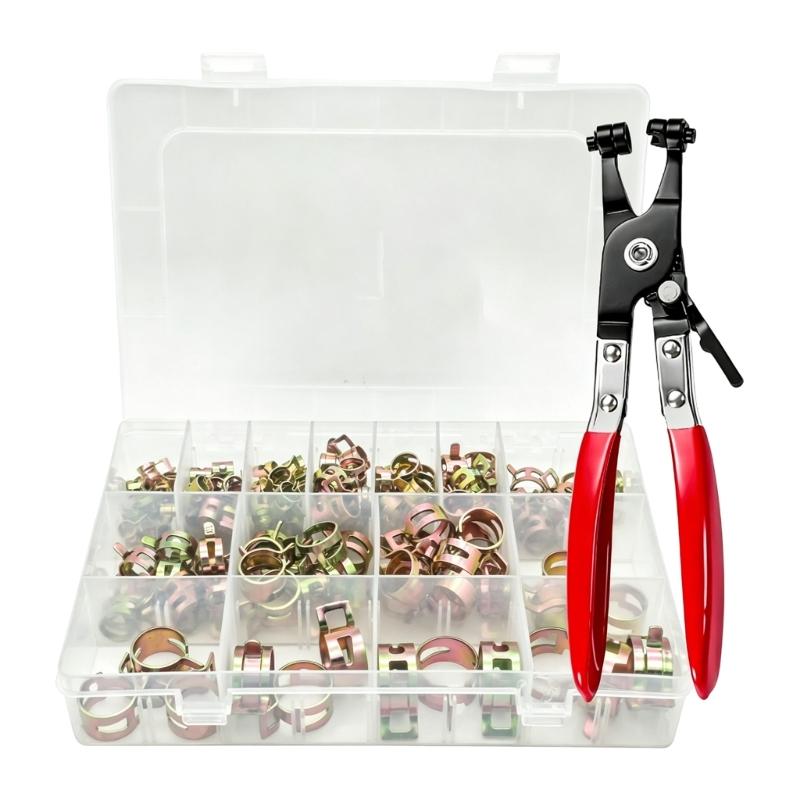 Spring Steel Hose Clamp Assortment 6-25 Mm for Hose Securing, Pipe Joint Fastening and Plumbing Repair Service for Household Hose Maintenance