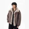 2025 Winter Retro Distressed Mountain Eagle Cotton Coat: Unisex Loose Fit with Warm Fur Collar