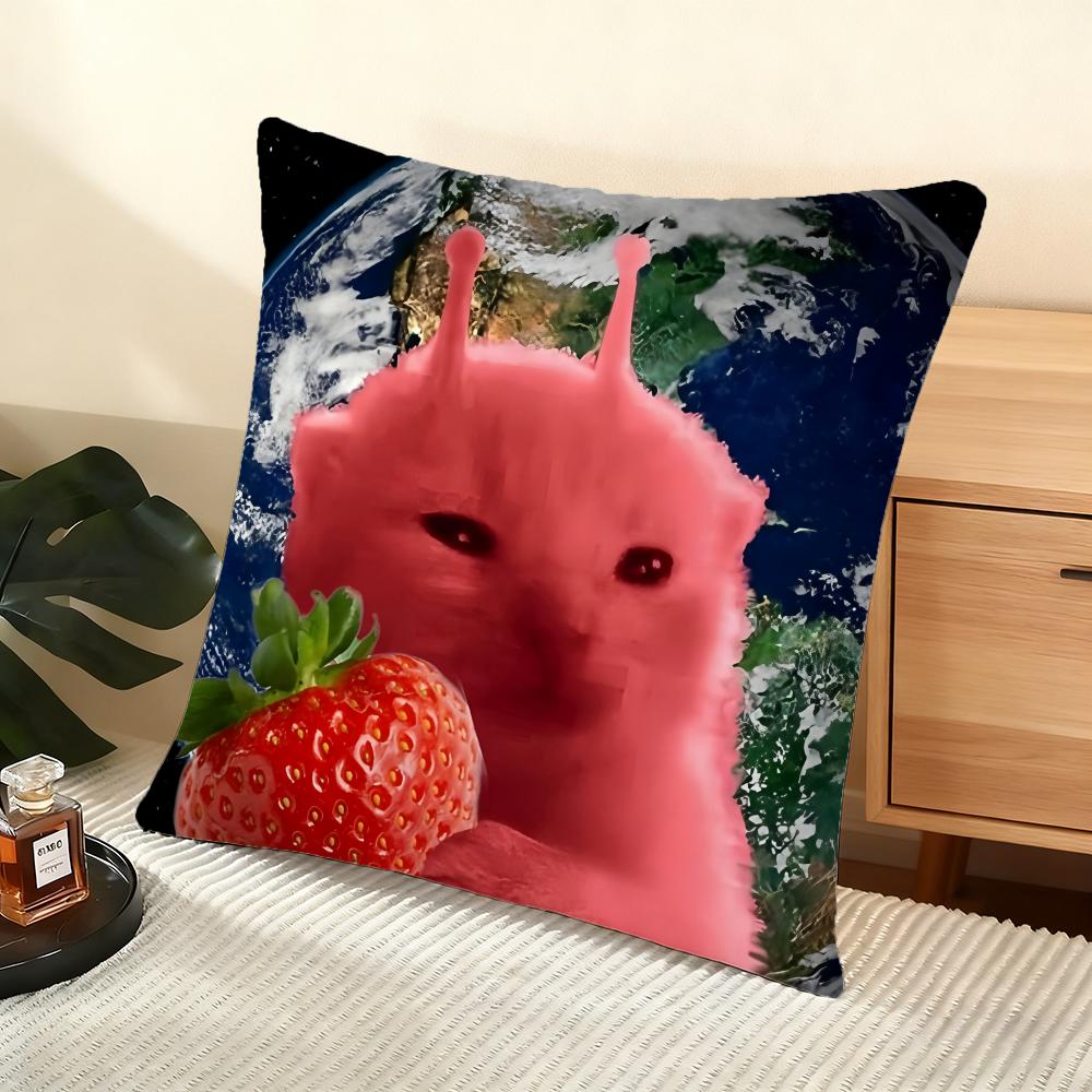 Cute Cat Cushion Cover Soft Short Plush Pillow Cover Smooth Cozy Texture Aesthetic Cushion Case Home Decor