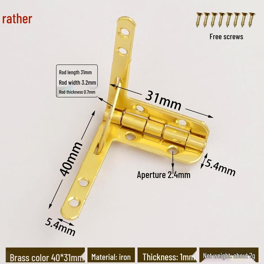 Retro Wooden Box Seven-Character 90° Iron Hinge - Small Leaf Hinge for Airplane-Style Hardware