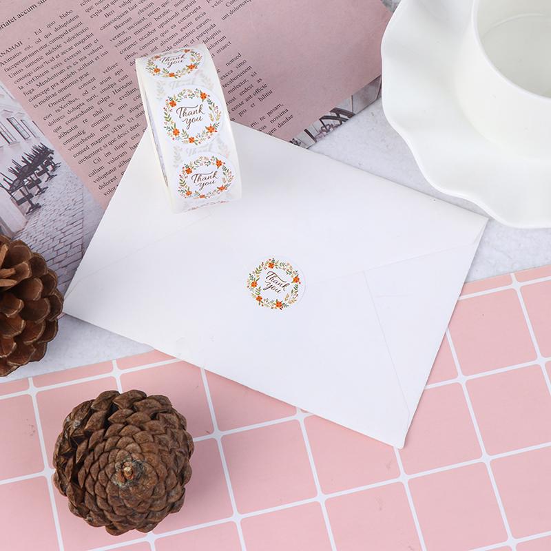 500Pcs/roll Floral Thank You Sticker for party Package stationery sticker