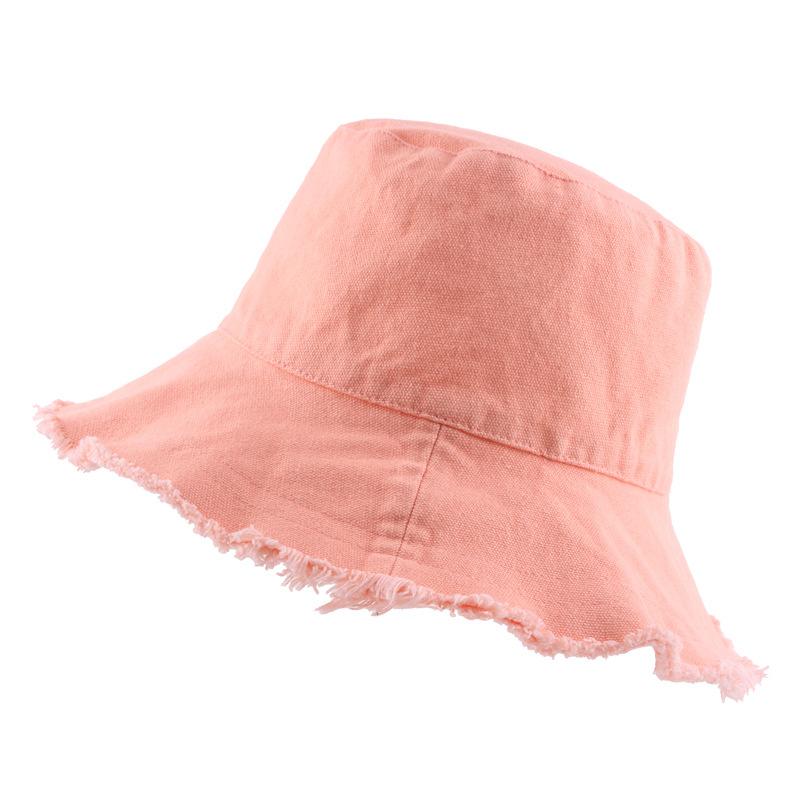 New  Logo Fringed Washed Cowboy Hat Ladies Cotton Flat Top Wide Brim Folding Outdoor Beach Hat